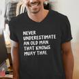Never Underestimate An Old Man That Knows Muay Thai Men's V-Neck T-Shirt