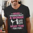 Never Underestimate A Woman Thai Boxing Muay Thai Fighter Men's V-Neck T-Shirt Never Underestimate A Woman Thai Boxing Muay Thai Fighter Men's V-Neck T-Shirt