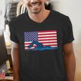 USA Flag Swimmer Swimming Sport Athlete Swim Swimming Men's V-Neck T-Shirt USA Flag Swimmer Swimming Sport Athlete Swim Swimming Men's V-Neck T-Shirt