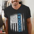 USA Flag Swimming Swim American Swimmer Men's V-Neck T-Shirt USA Flag Swimming Swim American Swimmer Men's V-Neck T-Shirt