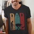 Vintage BBQ Dad Silhouette Father's Day Retro Men's V-Neck T-Shirt Vintage BBQ Dad Silhouette Father's Day Retro Men's V-Neck T-Shirt