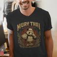 Vintage Muay Thai Gym Thai Boxing Training Fighter Panda Men's V-Neck T-Shirt
