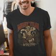 Vintage Muay Thai Spirit Thai Boxing Fighter Soul Monkey Men's V-Neck T-Shirt Vintage Muay Thai Spirit Thai Boxing Fighter Soul Monkey Men's V-Neck T-Shirt