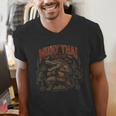 Vintage Muay Thai Wai Kru Thai Boxing Ritual Art Crocodile Men's V-Neck T-Shirt
