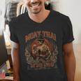 Weathered Muay Thai Fighter Thai Boxing Warrior Art Men's V-Neck T-Shirt