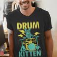 Women's Cute Drummer Cat Drum Kitten Men's V-Neck T-Shirt Women's Cute Drummer Cat Drum Kitten Men's V-Neck T-Shirt