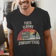 Women's Retro Muay Thai Martial Arts Fighter Graphic Men's V-Neck T-Shirt