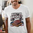 4th July BBQ Dad American Flag Brisket Smoke Men's V-Neck T-Shirt