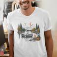 Canoe Ghost Camping Ghost Lake Halloween Spooky Fall Camping Men's V-Neck T-Shirt