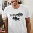 Canoe Silhouette Forest Lake Reflection Men's V-Neck T-Shirt Canoe Silhouette Forest Lake Reflection Men's V-Neck T-Shirt