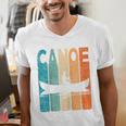 Canoe Vintage Canoeing Retro Canoe Paddling Raglan Baseball Tee Men's V-Neck T-Shirt Canoe Vintage Canoeing Retro Canoe Paddling Raglan Baseball Tee Men's V-Neck T-Shirt
