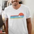 Canoes-Rowing Canoe-Rower Canoeing-Canoeist Vintage Canoes Raglan Baseball Tee Men's V-Neck T-Shirt Canoes-Rowing Canoe-Rower Canoeing-Canoeist Vintage Canoes Raglan Baseball Tee Men's V-Neck T-Shirt