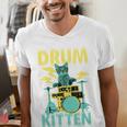 Cute Drummer Cat Drum Kitten Men's V-Neck T-Shirt