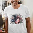 Drum Kit With American Flag Graphic For Musicians Men's V-Neck T-Shirt Drum Kit With American Flag Graphic For Musicians Men's V-Neck T-Shirt