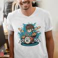 Drum Set Drumming Drummers Drum Kits Music Raglan Baseball Tee Men's V-Neck T-Shirt Drum Set Drumming Drummers Drum Kits Music Raglan Baseball Tee Men's V-Neck T-Shirt