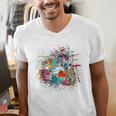 Drums Pop Art Drummer Drum Kit Men's V-Neck T-Shirt