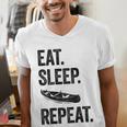 Eat Sleep Canoe Repeat Canoeing Outdoors Raglan Baseball Tee Men's V-Neck T-Shirt