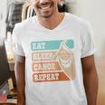 Eat Sleep Canoe Repeat Vintage Canoeing Canoeist Men Boys Raglan Baseball Tee Men's V-Neck T-Shirt