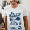 Eat Sleep Swimming Repeat Swimming Men's V-Neck T-Shirt Eat Sleep Swimming Repeat Swimming Men's V-Neck T-Shirt