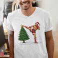 Festive Muay Thai Santa Christmas Men's V-Neck T-Shirt