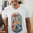 Find Peace Paddle On Canoe Mountain Sunset Men's V-Neck T-Shirt Find Peace Paddle On Canoe Mountain Sunset Men's V-Neck T-Shirt