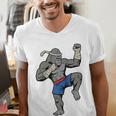 Gorilla Muay Thai Combat Sport Fighter Martial Arts 8 Limbs Raglan Baseball Tee Men's V-Neck T-Shirt