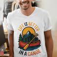 Life Is Better In A Canoe Canoeing Raglan Baseball Tee Men's V-Neck T-Shirt Life Is Better In A Canoe Canoeing Raglan Baseball Tee Men's V-Neck T-Shirt