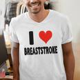 I Love Breaststroke Heart Swim Swimmer Pool Swimming Men's V-Neck T-Shirt I Love Breaststroke Heart Swim Swimmer Pool Swimming Men's V-Neck T-Shirt