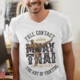 Muay Thai Fighter MMA Full Contact Retro Kickboxing Men's V-Neck T-Shirt