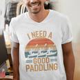 I Need A Good Paddling Retro Sunset Canoe Raglan Baseball Tee Men's V-Neck T-Shirt