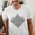 Sak Yant Muay Thai MMA Tattoo Twin Tiger Martial Art Boxing Men's V-Neck T-Shirt