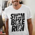 Swimming Cycling Running Triathlon Running Swimming Men's V-Neck T-Shirt Swimming Cycling Running Triathlon Running Swimming Men's V-Neck T-Shirt
