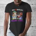 Even A Dad Can Still Be A Baby Girl BBQ Dad Cat Grilling Men's V-Neck T-Shirt