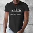 Grill Eat Repeat BBQ Dad Evolution Cookout Men's V-Neck T-Shirt