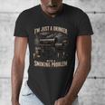 I'm Just A Drinker With A Smoking Problem Grilling BBQ Dads Men's V-Neck T-Shirt