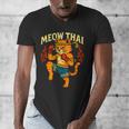 Meow Thai Muay Thai Cat Fighter Pun Dad Joke Men's V-Neck T-Shirt