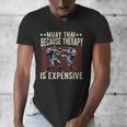 Muay Thai Fighter For Men Dad Boys Thai Kickboxing Fighting Men's V-Neck T-Shirt