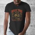 Muay Thai Grandpa Vintage Thai Boxing Fighter Art Men's V-Neck T-Shirt