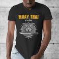 Muay Thai Sak Yant MMA Tattoo Tiger Lion Knife Martial Art Men's V-Neck T-Shirt
