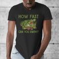 Swimmer Crocodile Swimming Humor How Fast You Can Swim Men's V-Neck T-Shirt Swimmer Crocodile Swimming Humor How Fast You Can Swim Men's V-Neck T-Shirt