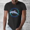 Swimming Dolphin Maori Sun Tribal Waves 2-Sided Men's V-Neck T-Shirt