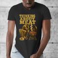 Thinking About Meat BBQ Dad Humor Men's V-Neck T-Shirt