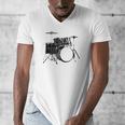 Drum Kit Drummer Band Musical Instrument Rock Music Raglan Baseball Tee Men's V-Neck T-Shirt