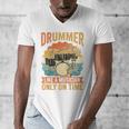 Drummer Like a Musician Only On Time Vintage Sunset Drum Kit Raglan Baseball Tee Men's V-Neck T-Shirt