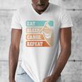 Eat Sleep Canoe Repeat Vintage Canoeing Canoeist Men Boys Raglan Baseball Tee Men's V-Neck T-Shirt