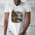 Lakeside Canoe Cabin Escape Scene Men's V-Neck T-Shirt Lakeside Canoe Cabin Escape Scene Men's V-Neck T-Shirt