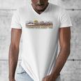 Trendy Canoe Silhouette Colourful Landscape Raglan Baseball Tee Men's V-Neck T-Shirt