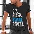 67 Sleep Swim Repeat Swimming Swimmer 67 Meme Men's V-Neck T-Shirt
