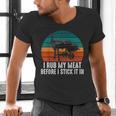 BBQ Dad I Rub My Meat Before I Stick It In Offset Smoker Pit Men's V-Neck T-Shirt