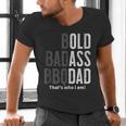 Bold Badass BBQ Dad Gag Fathers Day Husband Birthday Men's V-Neck T-Shirt